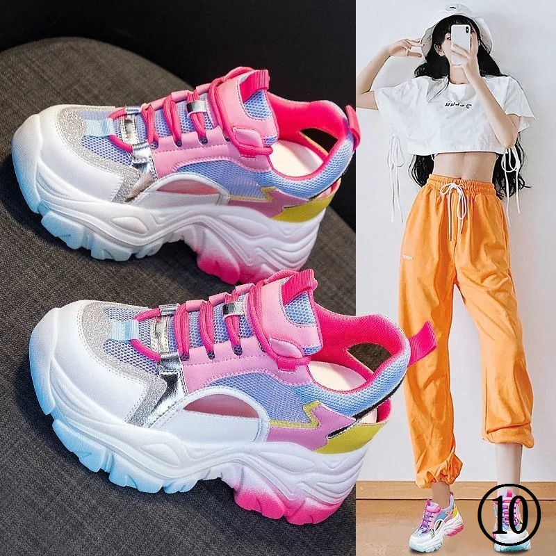 Giày Thể Thao Mùa Hè 2023 Đế Dày Tăng Chiều Cao Thoáng Khí Phong Cách Hàn Quốc Cho Nữ