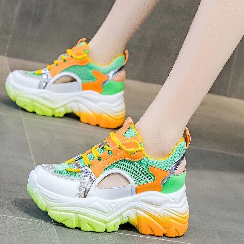 Giày Thể Thao Mùa Hè 2023 Đế Dày Tăng Chiều Cao Thoáng Khí Phong Cách Hàn Quốc Cho Nữ