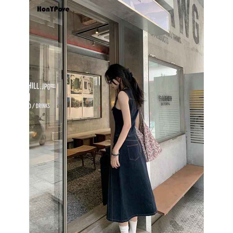 Set Áo Denim Không Tay Và Chân Váy Phong Cách Retro Cho Nữ