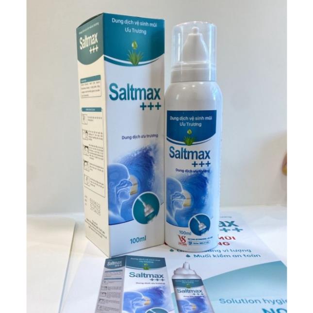 Dung dịch muối ưu trương Saltmax+ giúp loãng dịch nhầy, làm giảm nghẹt mũi