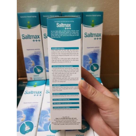 Dung dịch muối ưu trương Saltmax+ giúp loãng dịch nhầy, làm giảm nghẹt mũi