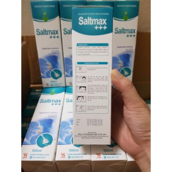 Dung dịch muối ưu trương Saltmax+ giúp loãng dịch nhầy, làm giảm nghẹt mũi
