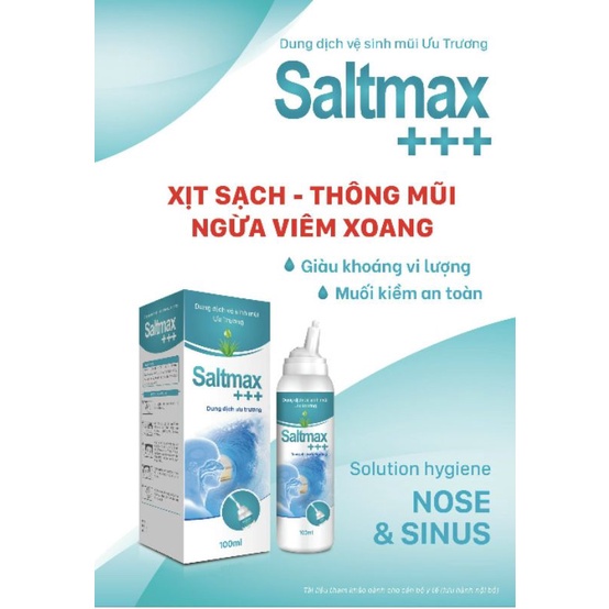 Dung dịch muối ưu trương Saltmax+ giúp loãng dịch nhầy, làm giảm nghẹt mũi