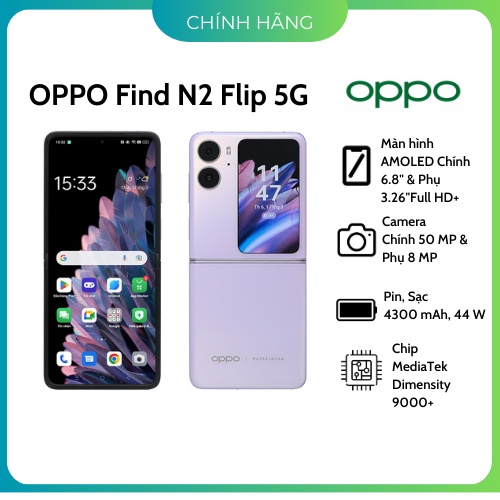 [Siêu Sale] Điện Thoại Oppo Find N2 Flip 5G - Hàng Chính Hãng, Chip Xử Lý Mạnh Mẽ, Nhỏ Gọn, Chụp Ảnh Siêu Đẹp