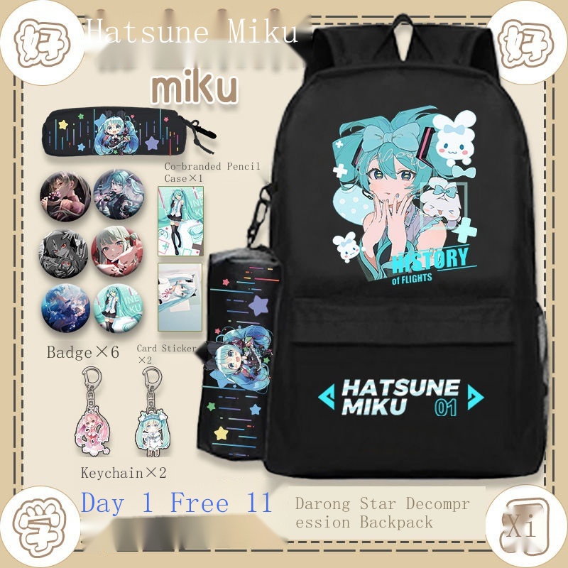 Balo Đi Học Sức Chứa Lớn Hình Hatsune Miku Dễ Thương Cho Bé Gái