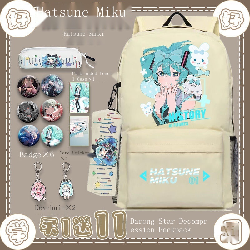 Balo Đi Học Sức Chứa Lớn Hình Hatsune Miku Dễ Thương Cho Bé Gái