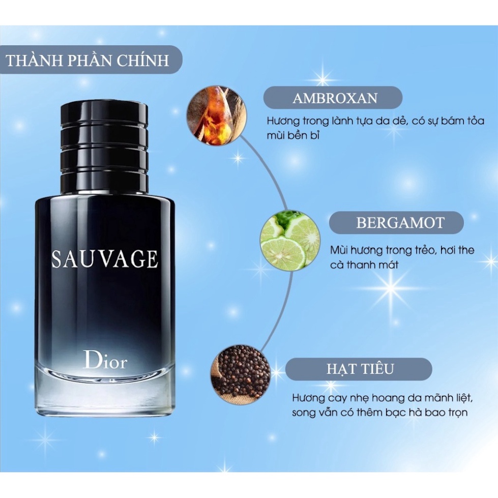 Nước hoa nam chính hãng cao cấp D.IOR SAU.VAGE, dầu thơm nam mẫu thử 100ml hương thơm nam tính mạnh mẽ cuốn hút C63 B68