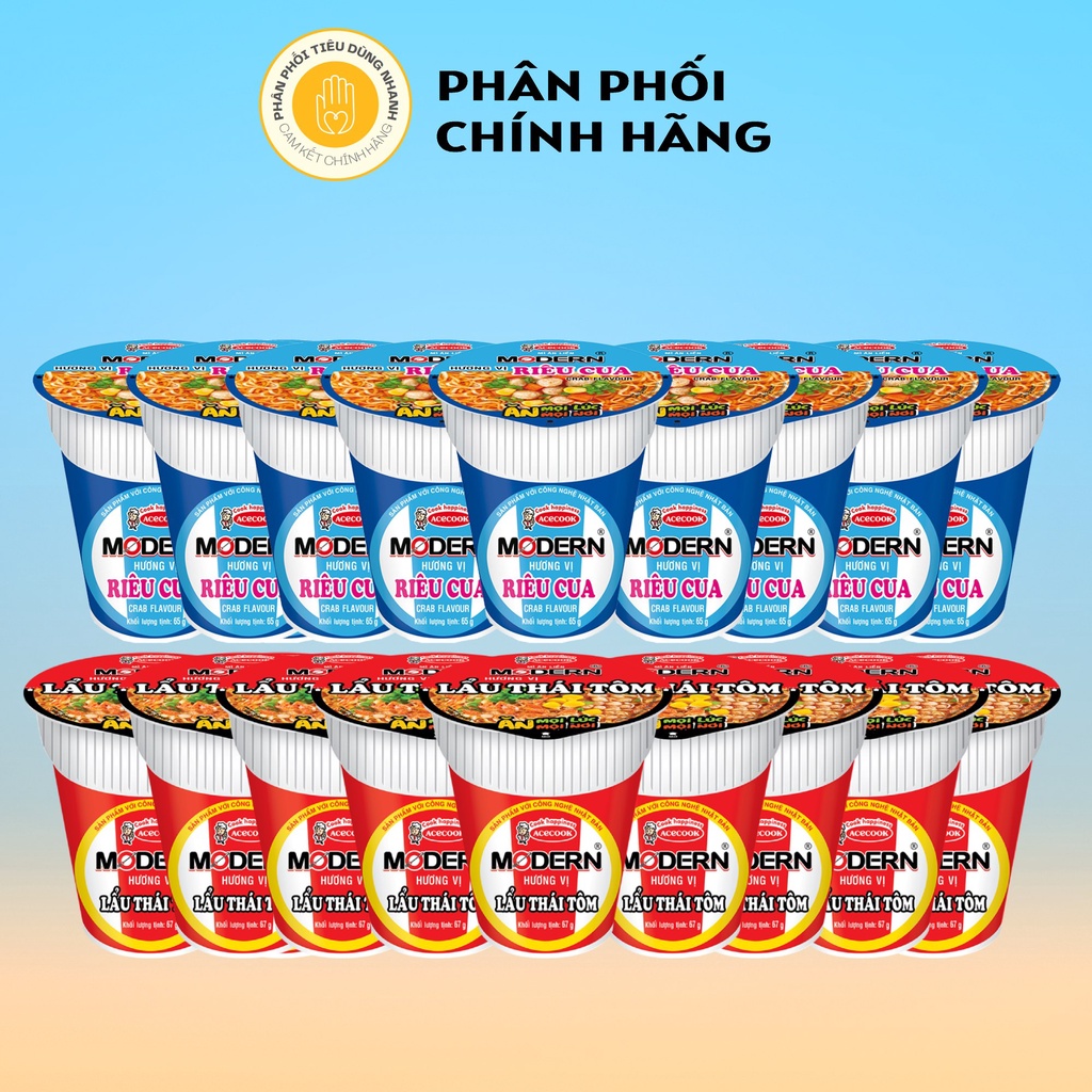 Combo 10 Mì Ly Modern Thương Hiệu Acecook Vị Riêu Cua 65g