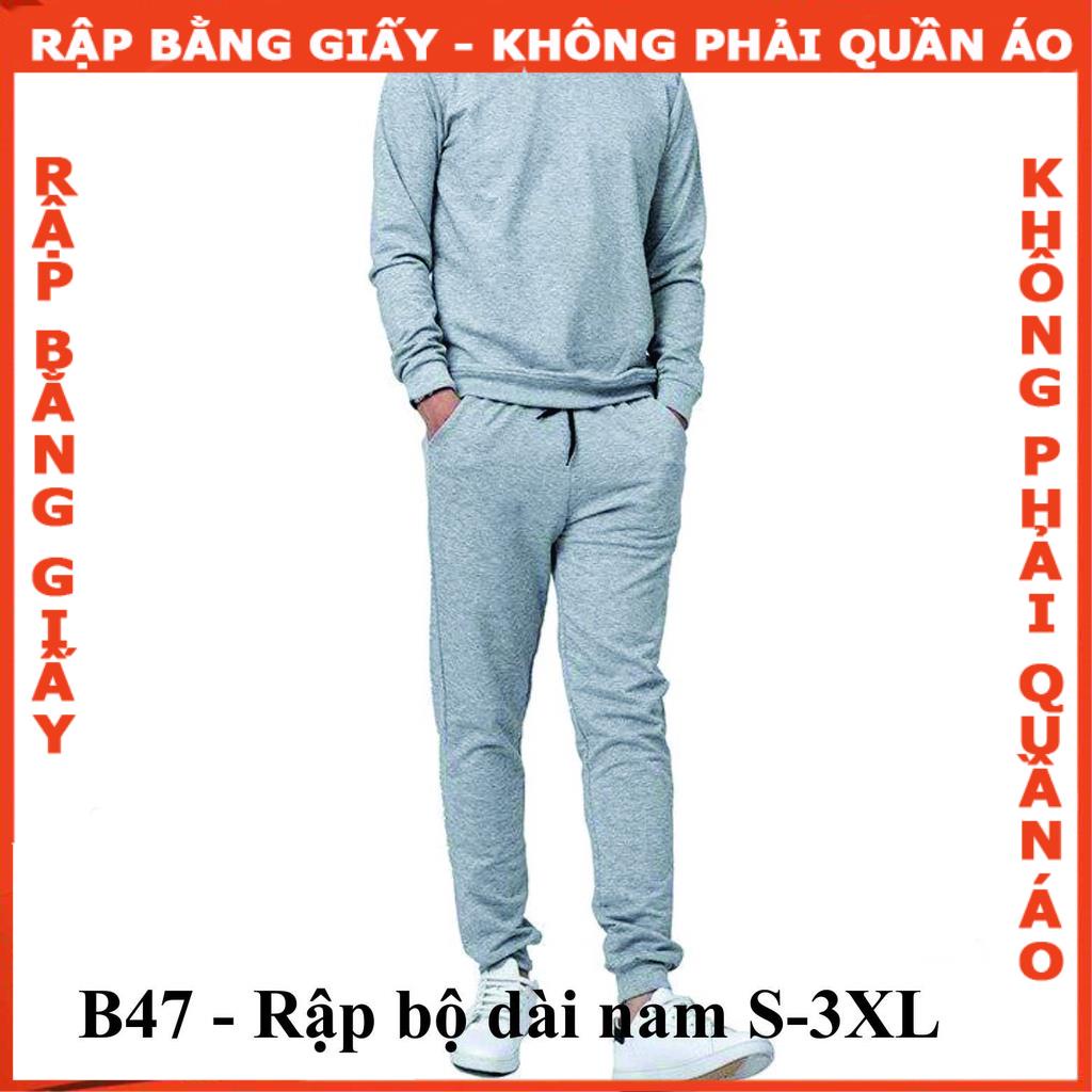 Rập giấy A0 mã B47 - bộ thun dài tay nam (BẢN VẼ)