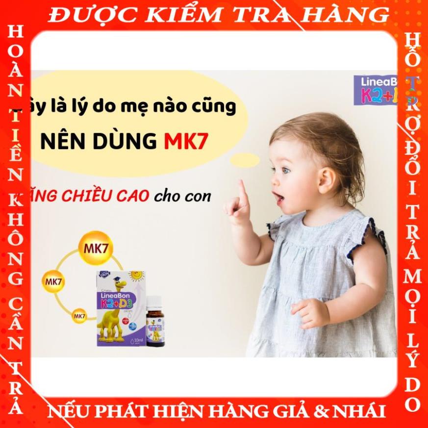 Lineabon d3 k2 Vitamin d3 k2 mk7 Vitamin d3 cho trẻ sơ sinh Canxi d3k2 Lọ 10ml  dothao