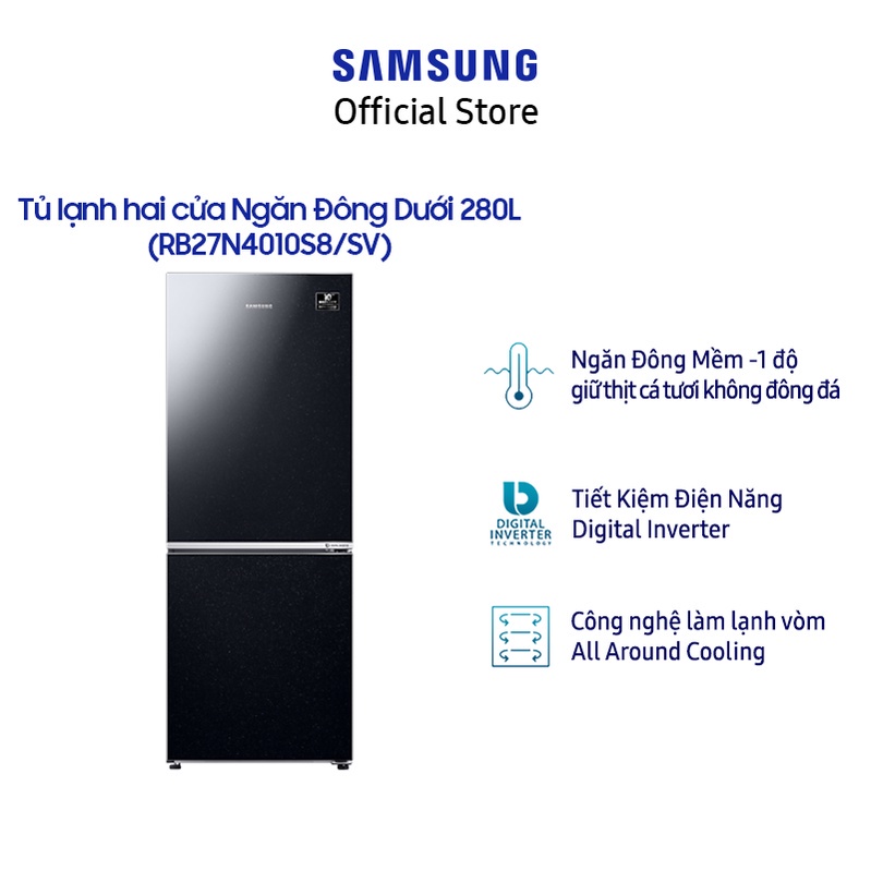 Tủ Lạnh hai cửa Samsung Inverter 280 Lít RB27N4010BU - Miễn phí lắp đặt