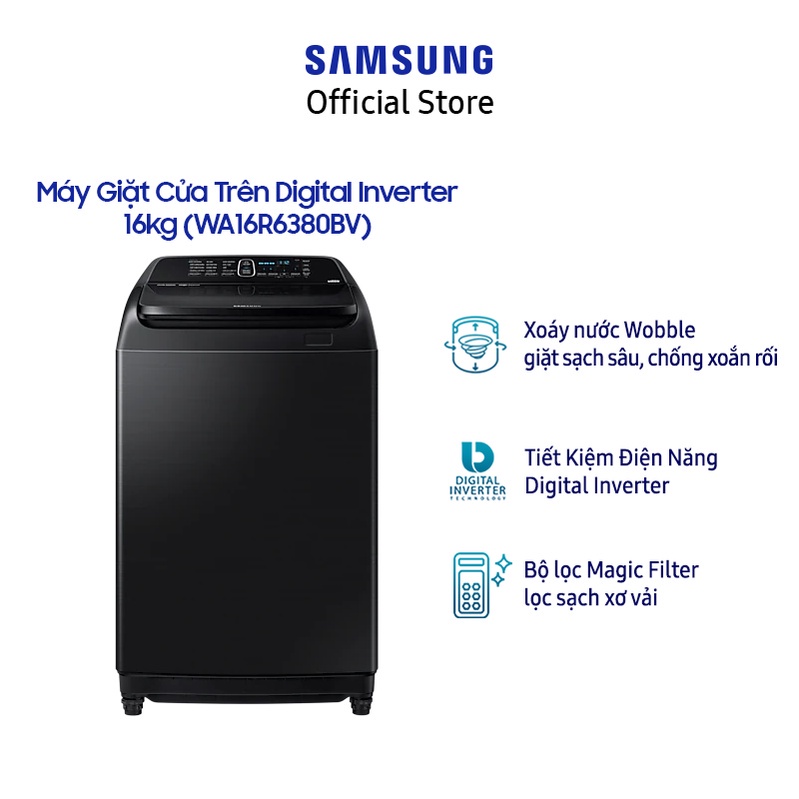 Máy Giặt Samsung Cửa Trên Digital Inverter 16kg WA16R6380BV Miễn phí công lắp đặt