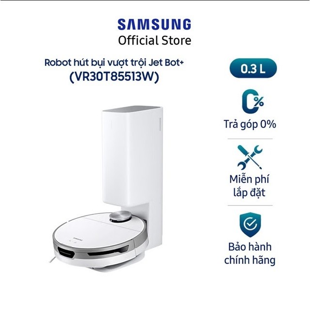 [Voucher ELSSDA10 giảm 10% Đơn từ 1TR] Robot hút bụi tự làm sạch Samsung Jet Bot+ lực hút cực mạnh 4200Pa (VR30T85513W)