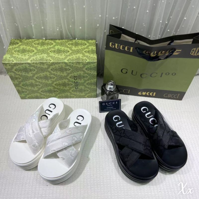 x Dép Xuồng 7p G.c Quai Chéo Phồng Mềm Êm Fullbox Bill Túi Cao Cấp