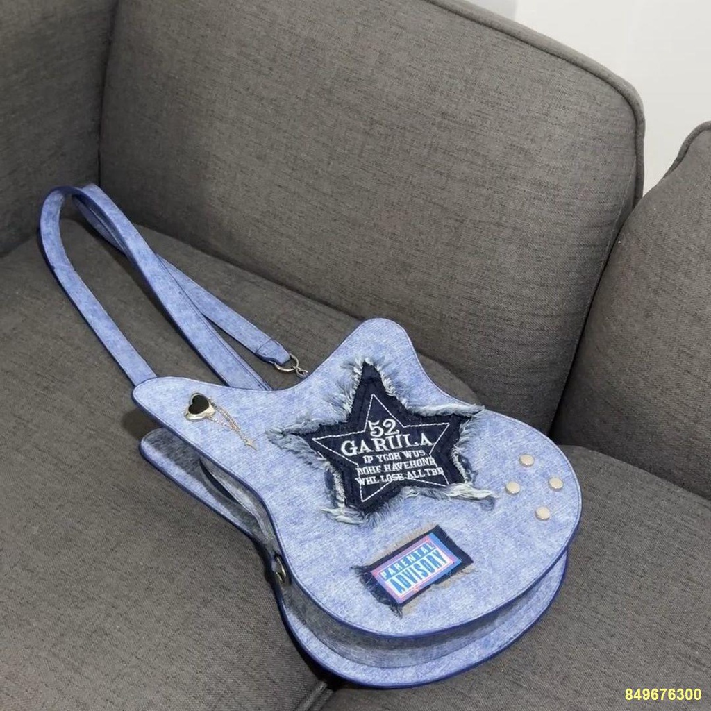 🔥Ba lô đàn guitar denim Túi đựng thư hình ngôi sao năm cánh thông thường sáng tạo