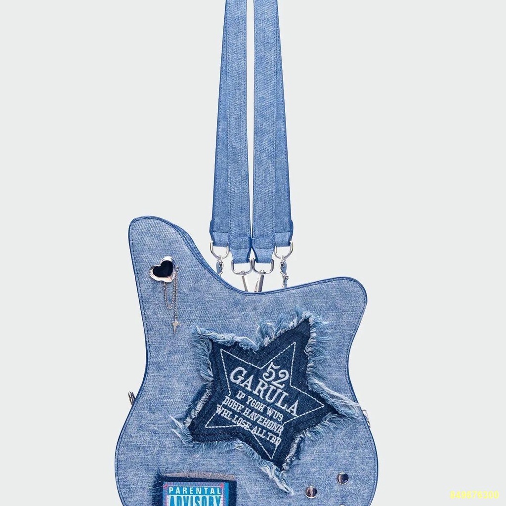 🔥Ba lô đàn guitar denim Túi đựng thư hình ngôi sao năm cánh thông thường sáng tạo