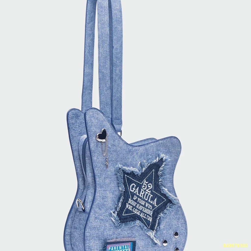 🔥Ba lô đàn guitar denim Túi đựng thư hình ngôi sao năm cánh thông thường sáng tạo