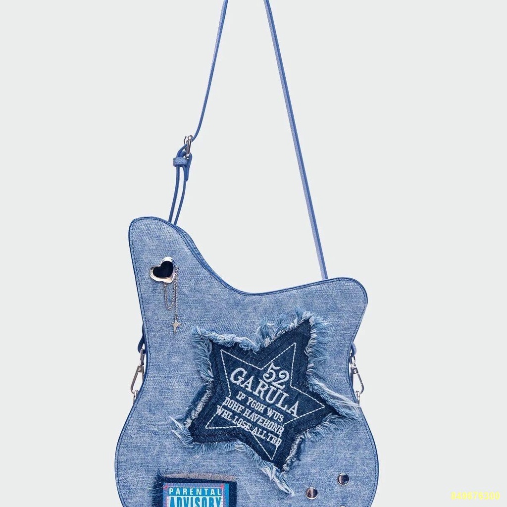 🔥Ba lô đàn guitar denim Túi đựng thư hình ngôi sao năm cánh thông thường sáng tạo