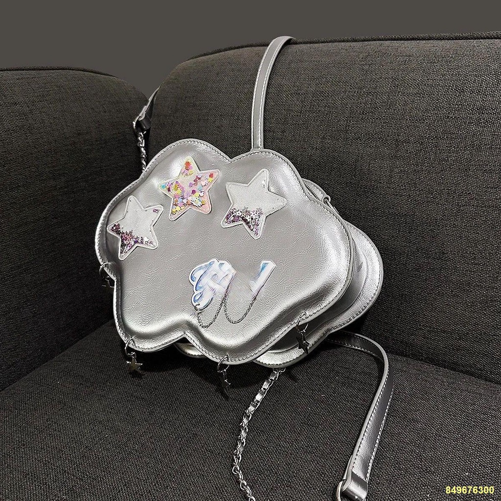 🔥Silver Cloud Letter Love Messenger Bag Ba lô chuỗi sáng tạo