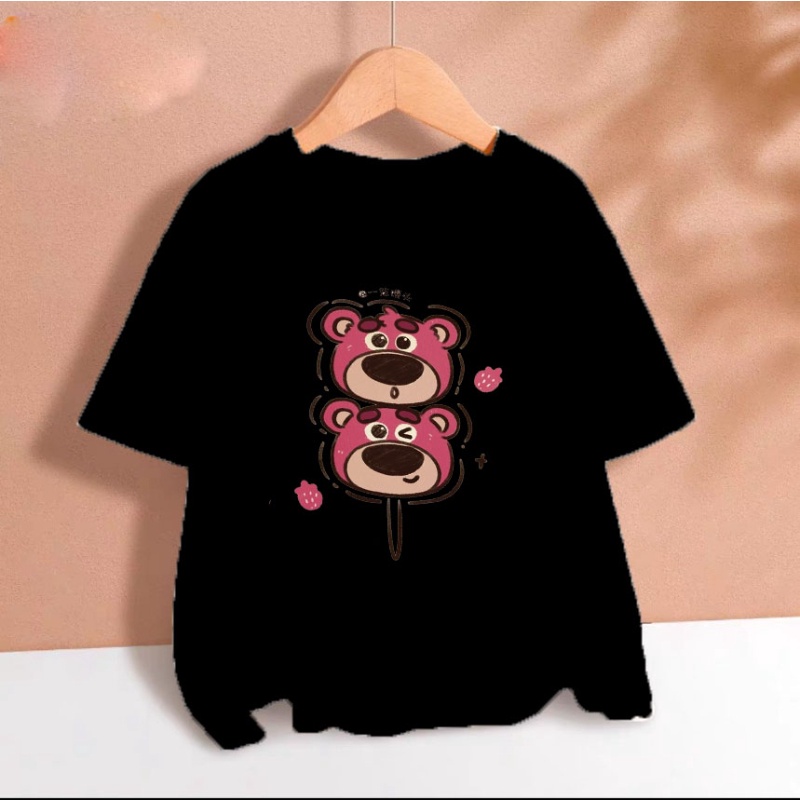 Áo thun gấu dâu xiên cho bé gái chất cotton thoáng mát size từ 9 đến 65kg