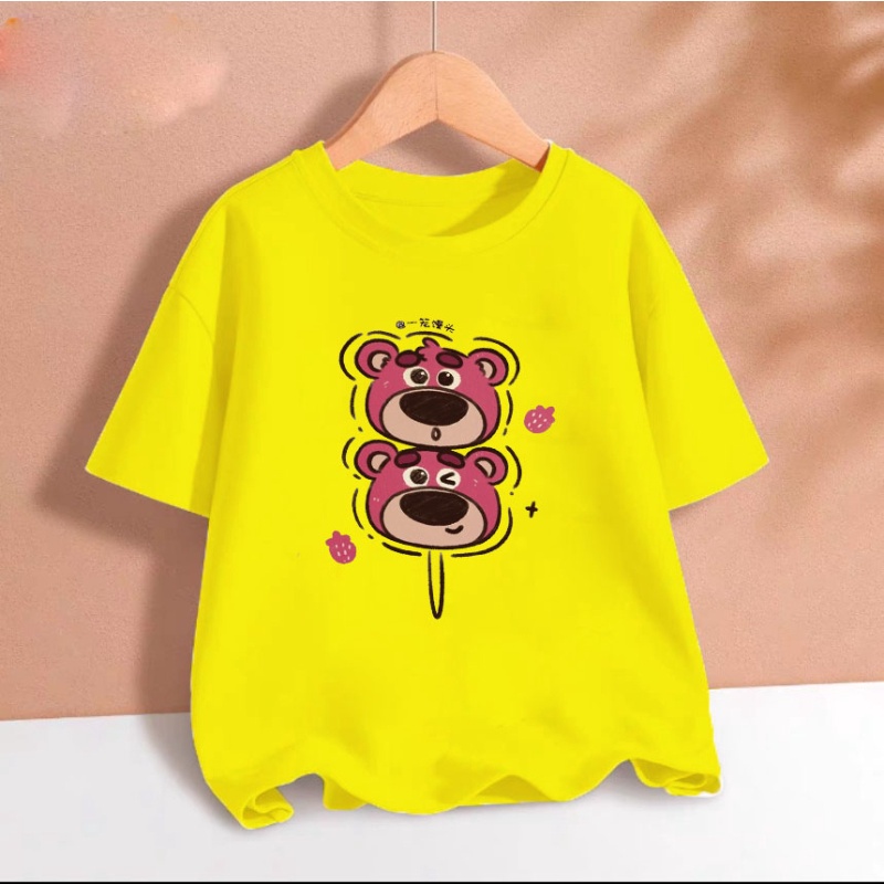Áo thun gấu dâu xiên cho bé gái chất cotton thoáng mát size từ 9 đến 65kg