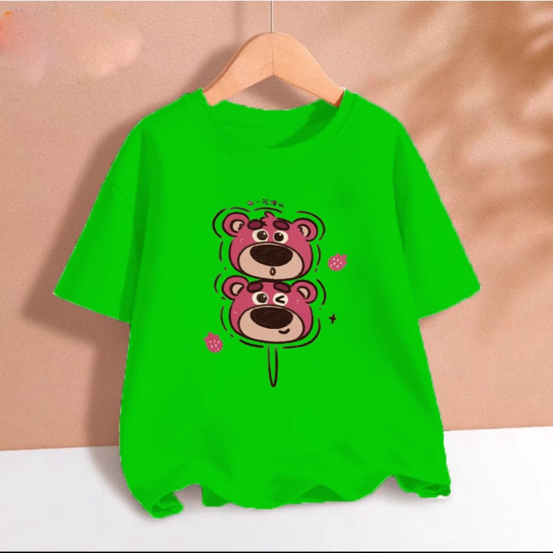Áo thun gấu dâu xiên cho bé gái chất cotton thoáng mát size từ 9 đến 65kg