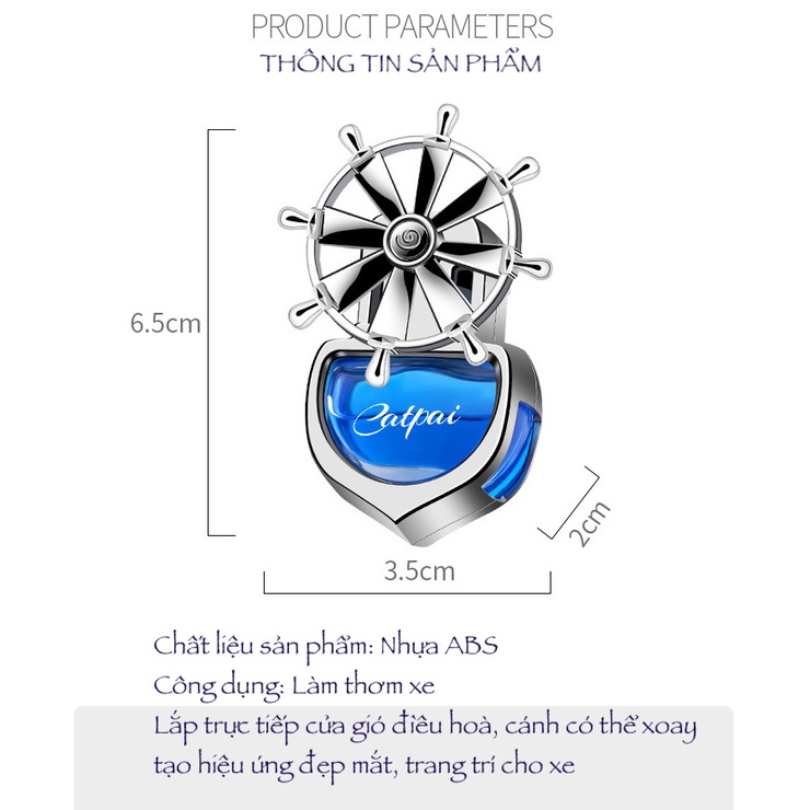 Nước Hoa Catpai xoay cánh theo gió, Cài Cửa Gió Điều Hòa Khuếch Tán Tinh Dầu Khử Mùi Xe Hơi