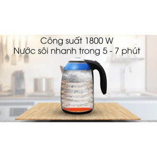 Ấm đun siêu tốc Sunhouse SHD1382B,Dung tích 1.7 lít, Công suất 1800W, Thân ấm gồm 2 lớp, tự ngắt khi nước sôi