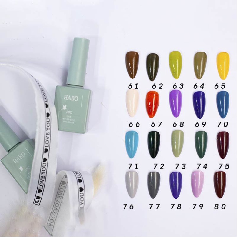 Sơn gel lẻ Habo chai màu xanh 100 màu (mẫu 51-100), sơn móng nail chính hãng cao cấp - 15ml