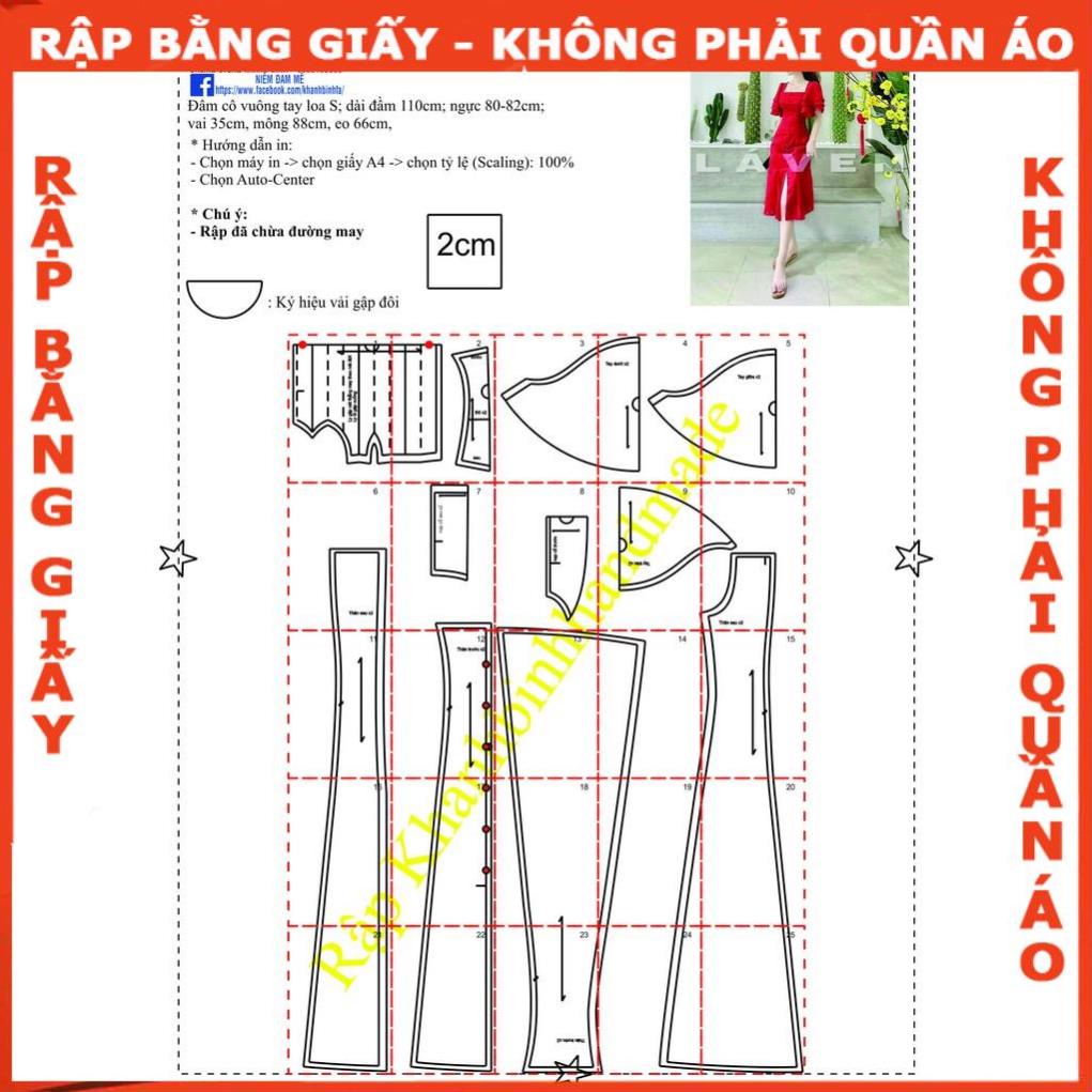 Rập giấy đầm 7 mảnh tay loe mã 1258 (BẢN VẼ)