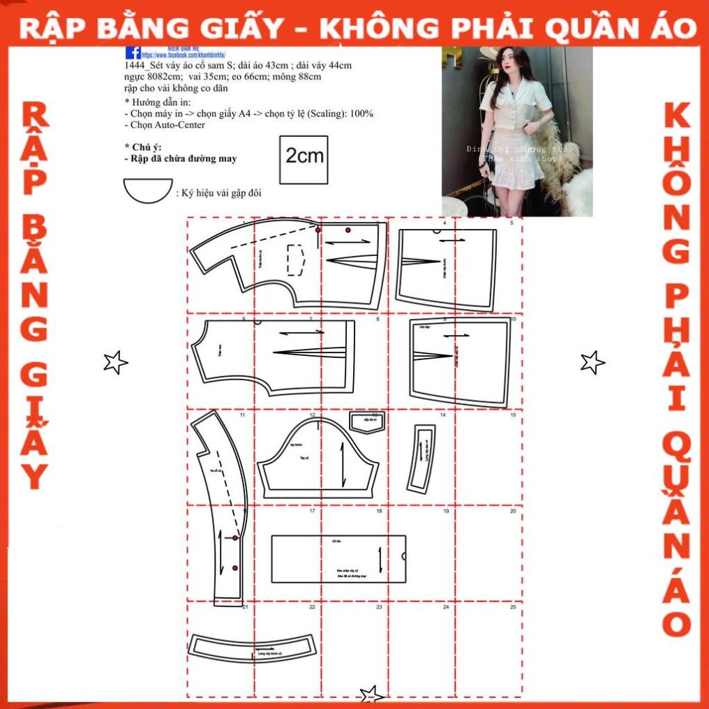Rập giấy A0 mã 1444 - set váy áo (BẢN VẼ)