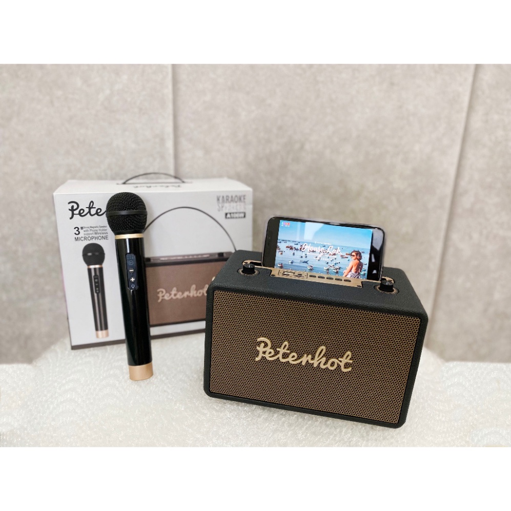 Loa Bluetooth Peterhot A106W bản mới nhất 2023 với âm thanh siêu đỉnh,loa karaoke không dây kèm micro hát siêu hay có BH