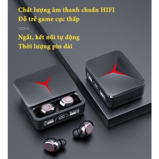 Tai nghe bluetooth M90 Pro phiên bản TWS 5.3,tai nghe không dây nắp trượt âm thanh bass chuẩn kiêm sạc dự phòng cao cấp