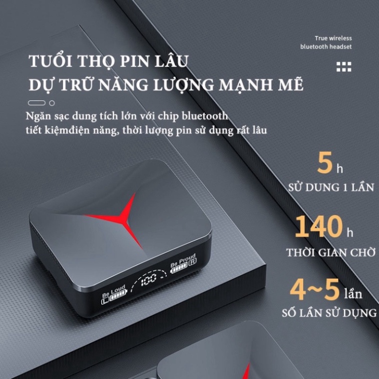 Tai nghe bluetooth M90 Pro phiên bản TWS 5.3,tai nghe không dây nắp trượt âm thanh bass chuẩn kiêm sạc dự phòng cao cấp