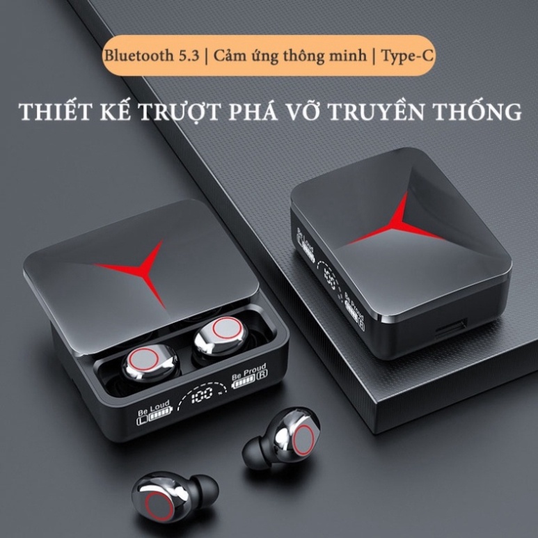 Tai nghe bluetooth M90 Pro phiên bản TWS 5.3,tai nghe không dây nắp trượt âm thanh bass chuẩn kiêm sạc dự phòng cao cấp