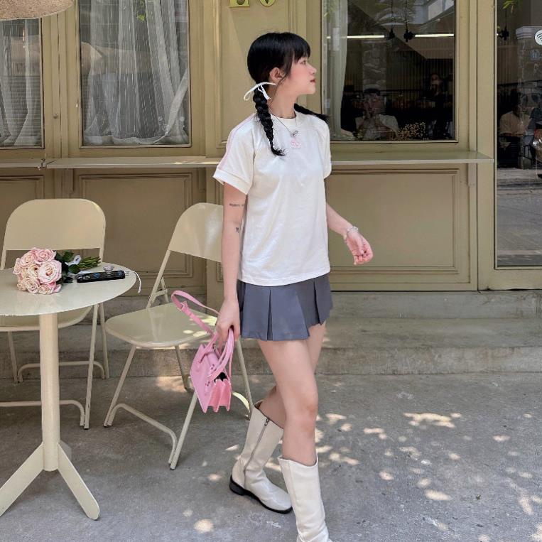 Áo thun baby tee Killsystem form fit Jessi,áo baby tee màu Trắng logo K viền tay chất vải cotton winshop