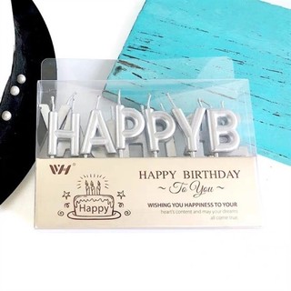 Nến chữ hpbd - bạc