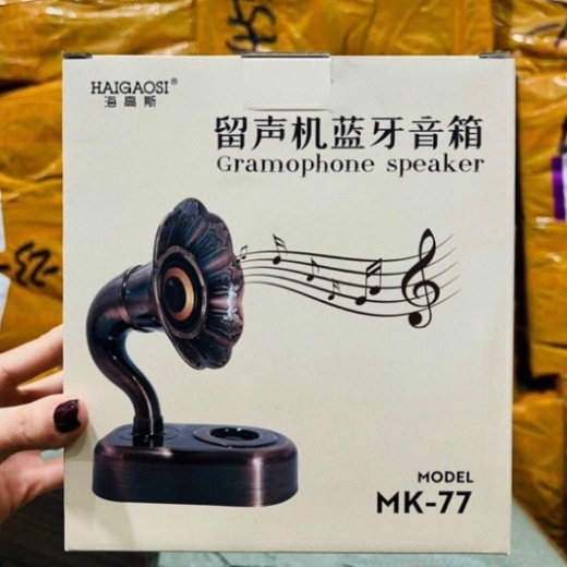 Loa bluetooth MK-77 kiểu dáng cổ điển hình loa kèn,loa không dây mini âm thanh hay làm decor không gian phòng đẹp
