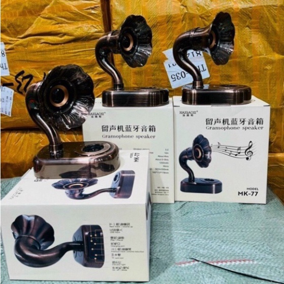Loa bluetooth MK-77 kiểu dáng cổ điển hình loa kèn,loa không dây mini âm thanh hay làm decor không gian phòng đẹp