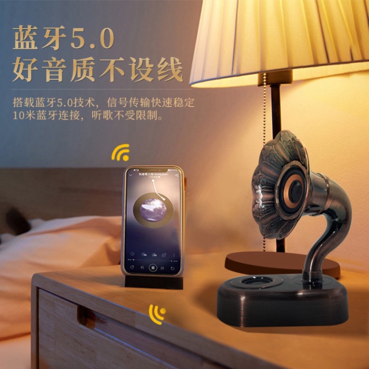 Loa bluetooth MK-77 kiểu dáng cổ điển hình loa kèn,loa không dây mini âm thanh hay làm decor không gian phòng đẹp