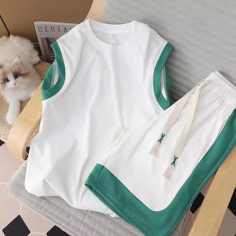 Hàng Có Sẵn!Set Đồ Thể Thao Phối Áo Ba Lỗ Vải Lụa Mát Thời Trang Hè Cá Tính Cho Nam