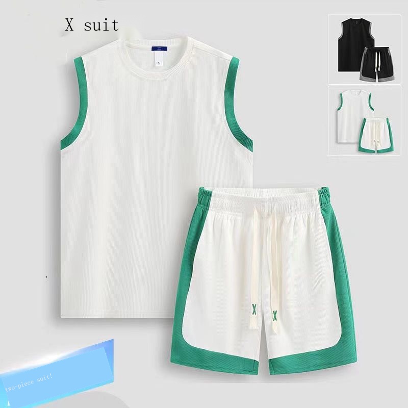 Hàng Có Sẵn!Set Đồ Thể Thao Phối Áo Ba Lỗ Vải Lụa Mát Thời Trang Hè Cá Tính Cho Nam