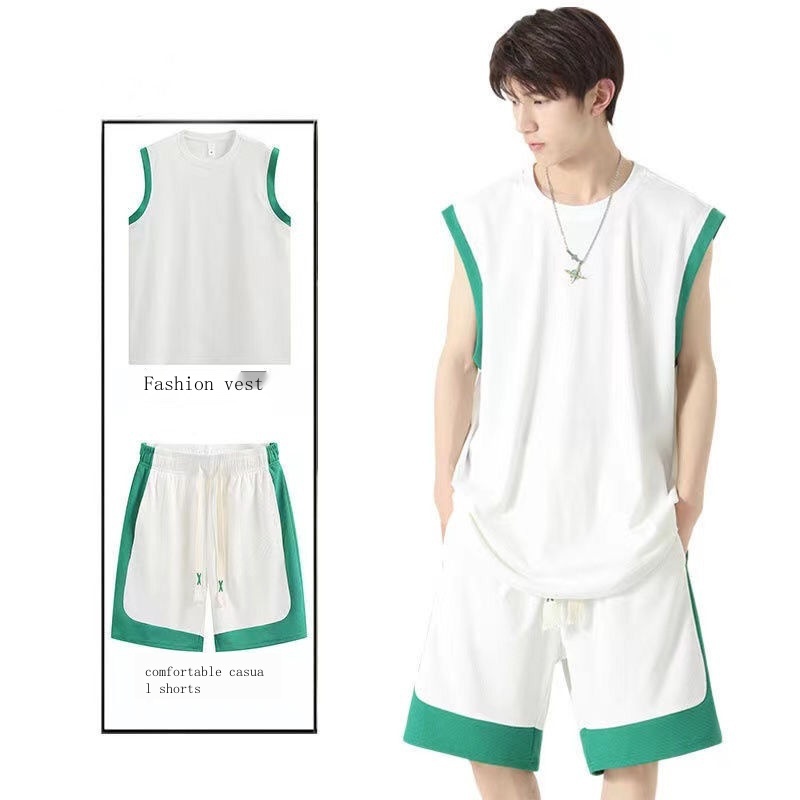 Hàng Có Sẵn!Set Đồ Thể Thao Phối Áo Ba Lỗ Vải Lụa Mát Thời Trang Hè Cá Tính Cho Nam