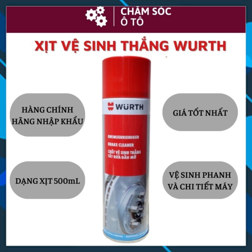 Chất Xịt Tẩy Dầu Mỡ, Vệ Sinh Thắng ( Phanh) Xe Và Chi Tiết Máy Wurth Brake And Part Cleaner Chính Hã
