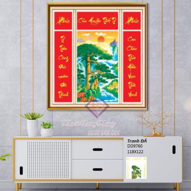 Tranh đính đá 5D_Tranh Thêu Chữ Thập CỬU HUYỀN THẤT TỔ 118x122 cm D9760 ( chưa đính)