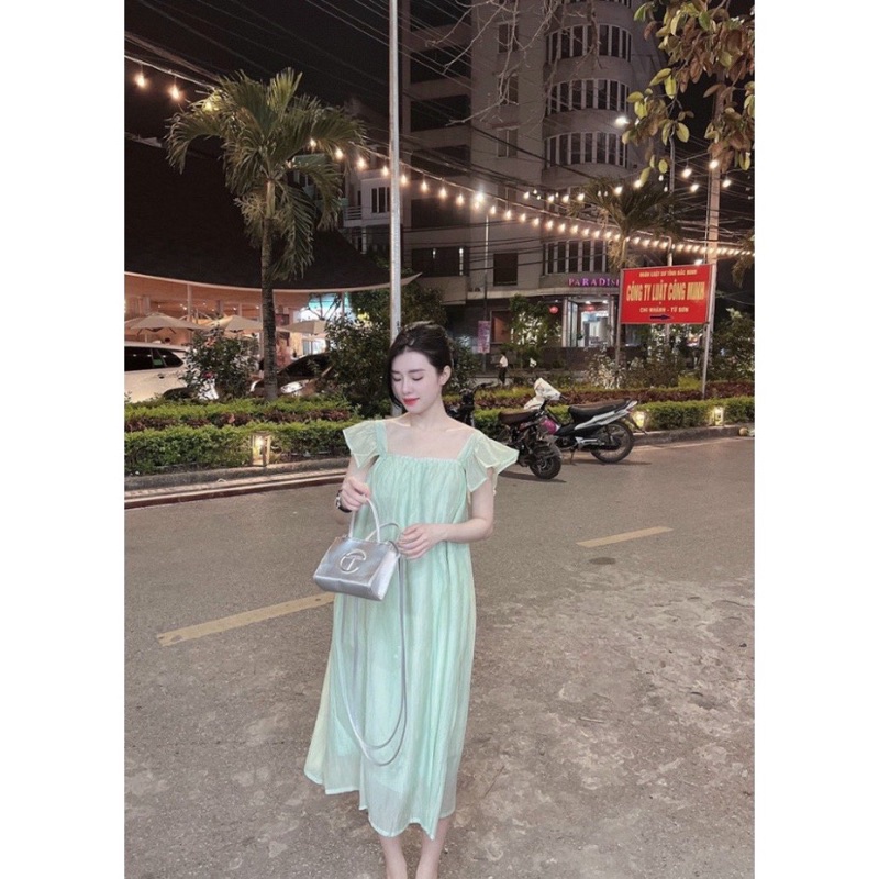 Đầm suông tay cánh tiên đũi tơ hai lớp đi chơi đi tiệc siêu đẹp cao cấp kèm video - M9