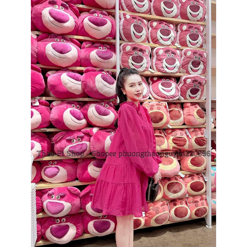 Đầm babydoll cổ bèo tay dài Ulzzang đũi tơ hai lớp hàng cao cấp bao đẹp