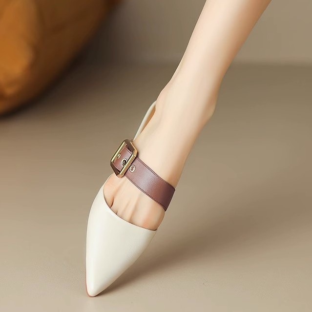 Sandal Mũi Nhọn Gót Thấp Thiết Kế Mới Cao Cấp Thời Trang