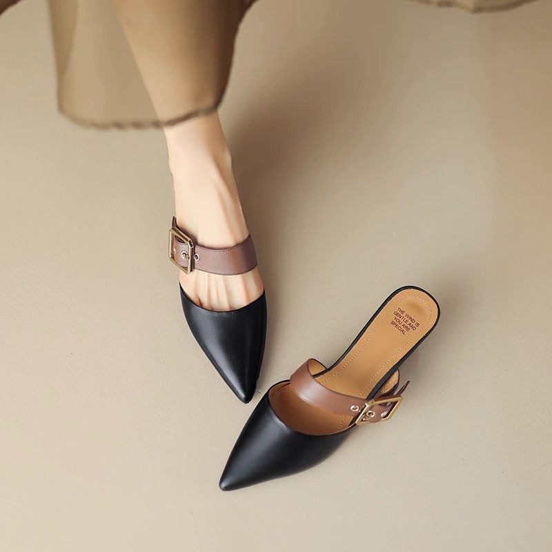 Sandal Mũi Nhọn Gót Thấp Thiết Kế Mới Cao Cấp Thời Trang
