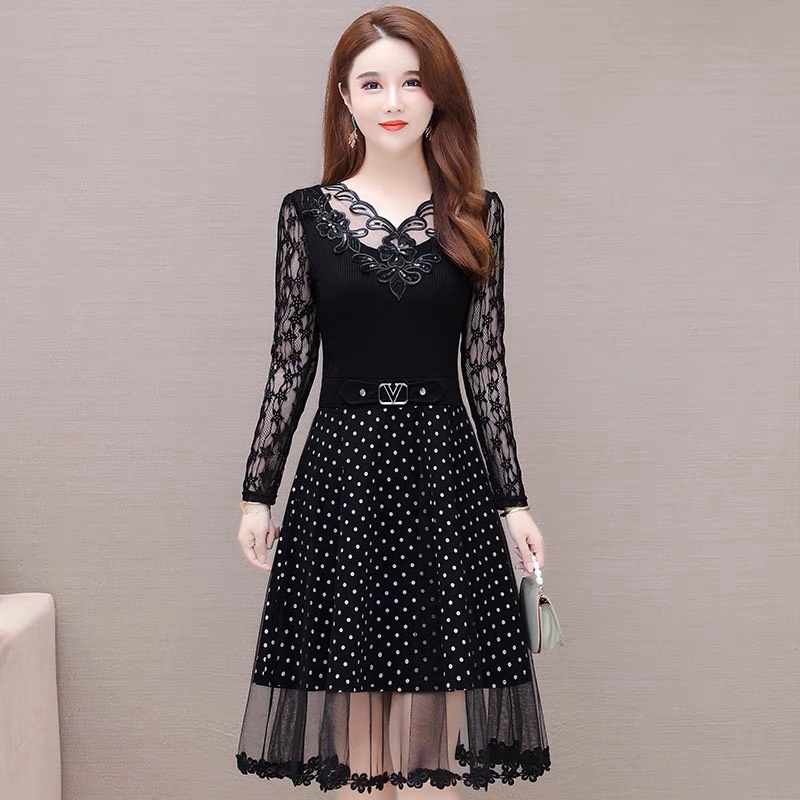 (HCM) Đầm xòe umi phối ren sảnh nổi bật tôn dáng sang chảnh dành cho quý cô , thời trang dự tiệc lịch thiệp LANA FASHION